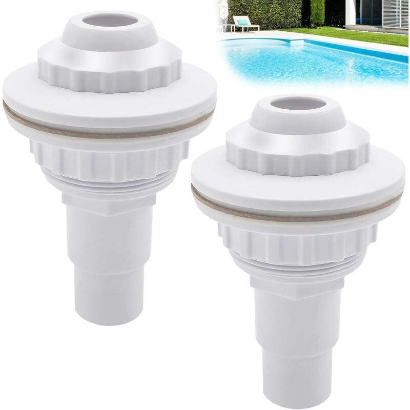 foto del prodotto confezione da 2 ugelli di ingresso per piscina, attacco per tubo flessibile da 32 mm/38 mm, accessori per la pulizia della piscina, ugello di ritorno con testa girevole, dispositivo di rit