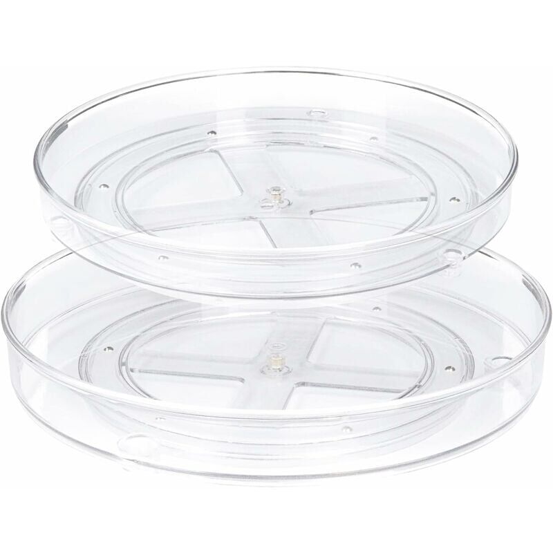 foto del prodotto confezione da 2 vassoi portaoggetti girevoli lazy susan da cucina, girevoli a 360 , per cucina e bagno 27 x 4,6 cm 23,5 x 3,8 cm 