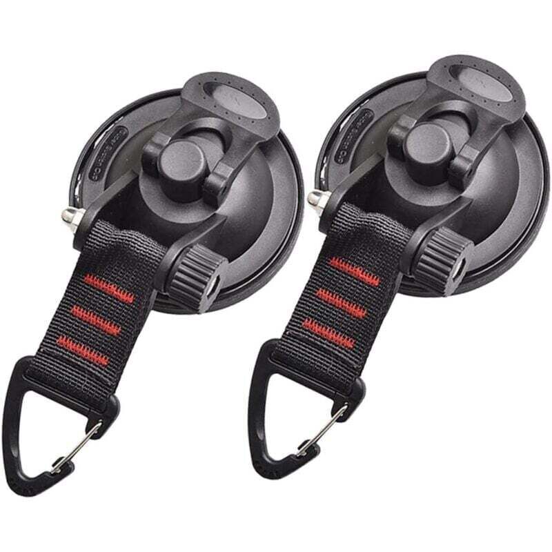 foto del prodotto confezione da 2 ventose resistenti per auto con ganci per fissare tendalini laterali, barche, campeggio e tende