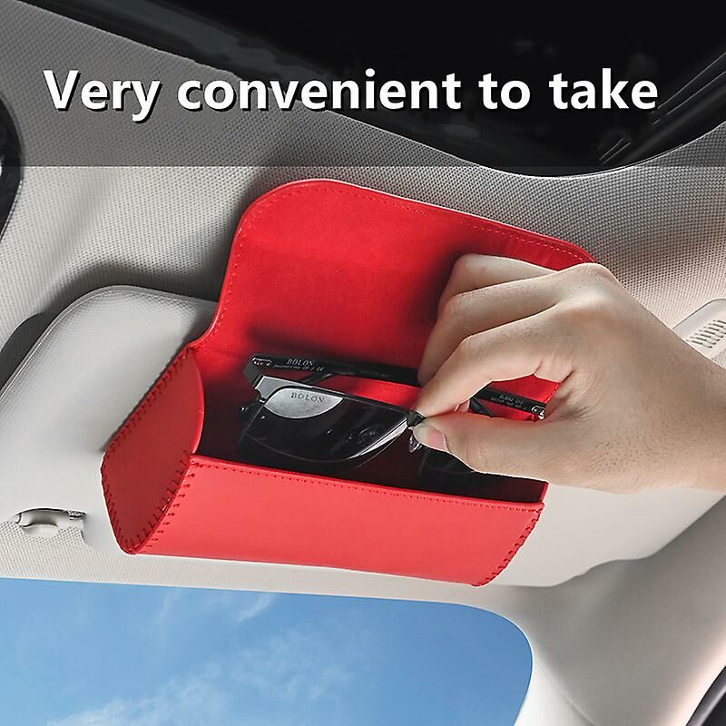 foto del prodotto confezione da 2 visiera per auto occhiali da sole custodia clip gancio chiusura magnetica supporto per occhiali da sole scatola portaoggetti in pelle