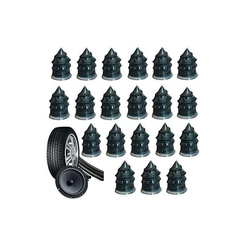 foto del prodotto confezione da 20 chiodi in gomma per la riparazione di pneumatici di auto e moto. dimensioni 6,812,7 cm. sollbry