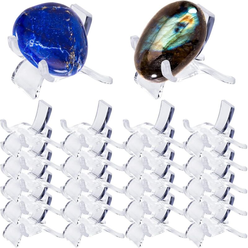 foto del prodotto confezione da 20 espositori in acrilico per piccoli oggetti da collezione - vetrina in plastica trasparente per esporre geodi - agata minerale