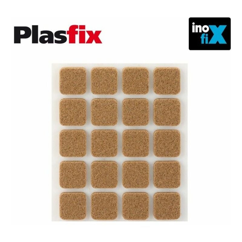 foto del prodotto confezione da 20 feltri adesivi sintetici marroni 17x17mm plasfix inofix