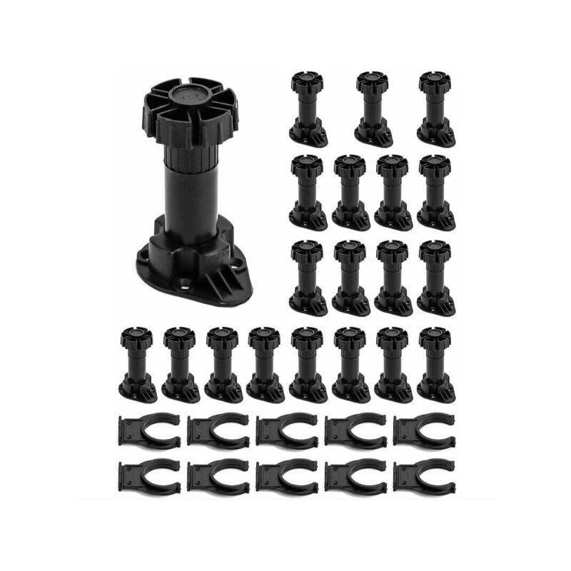 foto del prodotto confezione da 20 gambe per mobili da cucina, fornite con 10 staffe di fissaggio, intervallo esteso 100 120 mm