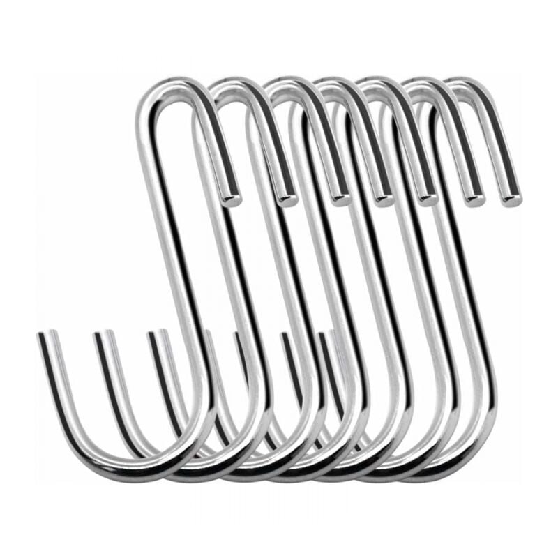 foto del prodotto confezione da 20 ganci a s resistenti da 6 cm, a forma di s, per cucina, bagno, camera da letto, ufficio argento 