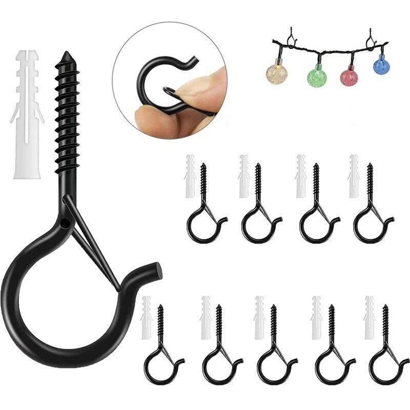foto del prodotto confezione da 20 ganci per luci a corda, ganci q, con fibbia di sicurezza per cintura, gancio antivento per luci esterne, per appendere luci da