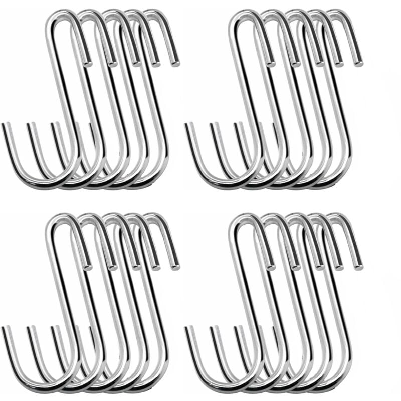 foto del prodotto confezione da 20 ganci s resistenti in argento da 2,3 pollici per cucina, bagno, camera da letto e ufficio