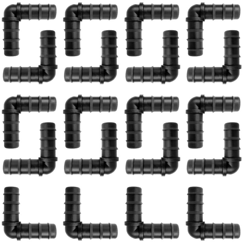 foto del prodotto confezione da 20 gomito spinato da 16 mm per tubo flessibile antigoccia, raccordo a gomito per unire i tubi flessibili, nero