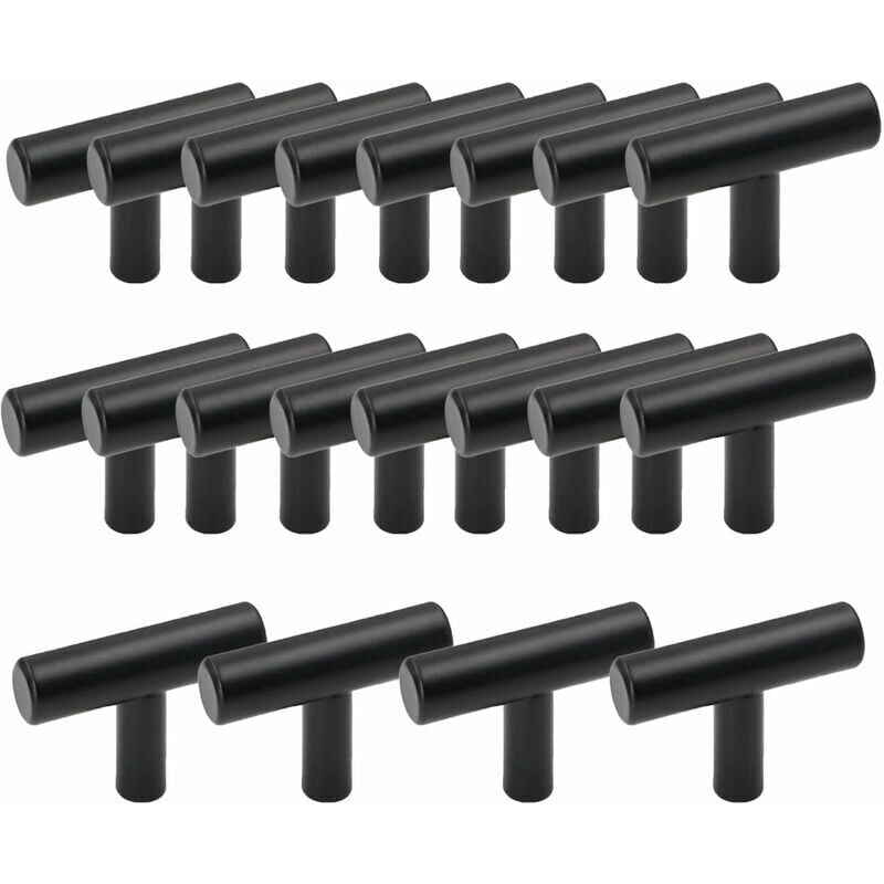 foto del prodotto confezione da 20 maniglie per mobili da cucina in acciaio inox a forma di t barra per cassetti, armadi, porte, mobili, bagno, guardaroba, camera da