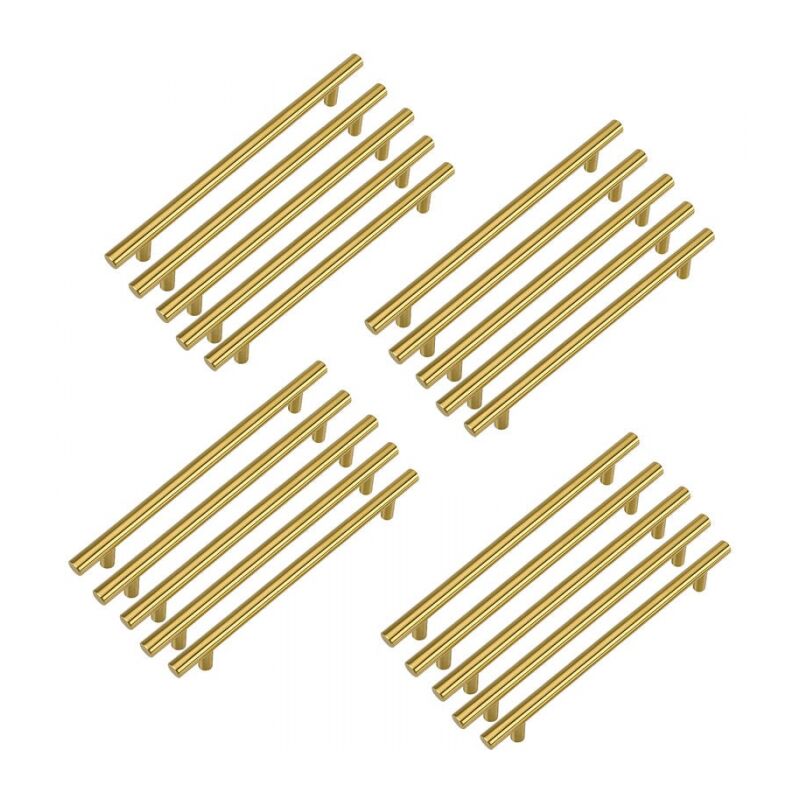 foto del prodotto confezione da 20 maniglie per mobili dorate, maniglie per mobili da cucina, 96 mm, maniglie in ottone, maniglie per cassetti in ottone, maniglie per