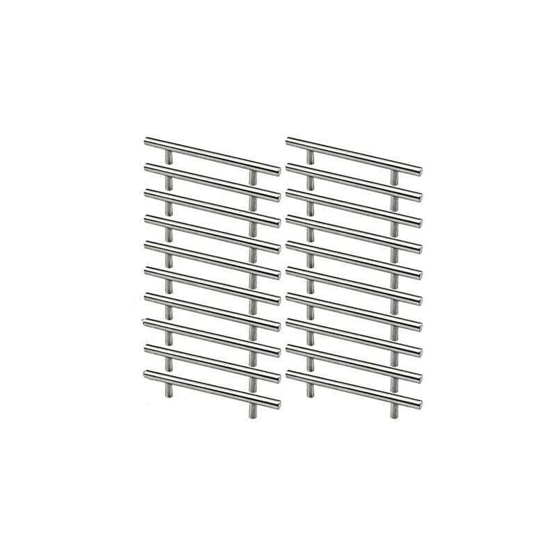 foto del prodotto confezione da 20 maniglie per mobili in acciaio inox, maniglie per mobili da cucina, interasse fori 128 mm, maniglia a t in acciaio spazzolato per