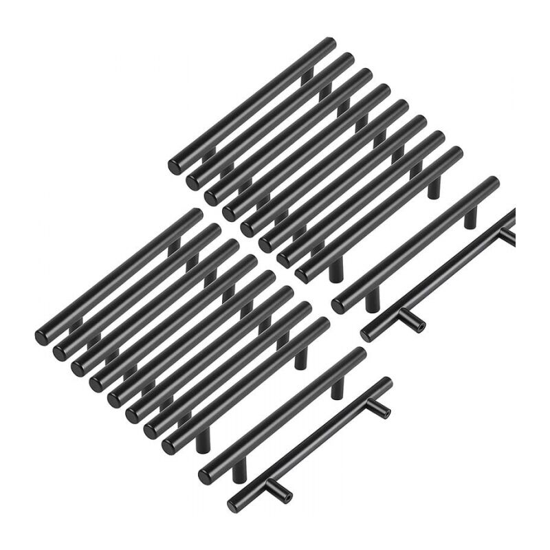 foto del prodotto confezione da 20 maniglie per mobili nere, maniglie per mobili da cucina, 96 mm, maniglie in ottone, maniglie per cassetti in ottone, maniglie per