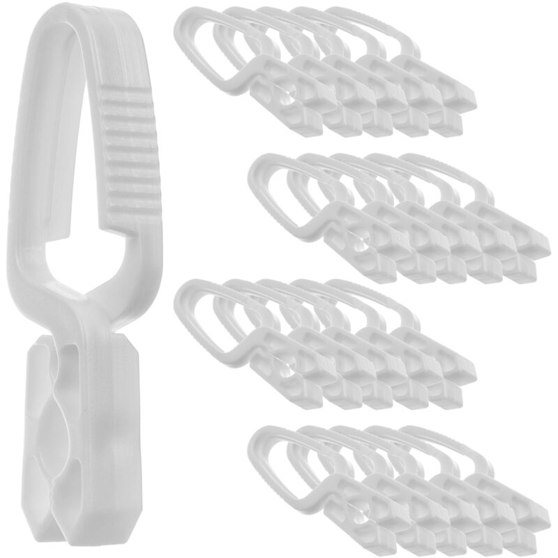 foto del prodotto confezione da 20 mollette, robuste mollette in plastica, mollette per calzini colorate, resistenti al vento, per uso interno ed esterno, biancov1