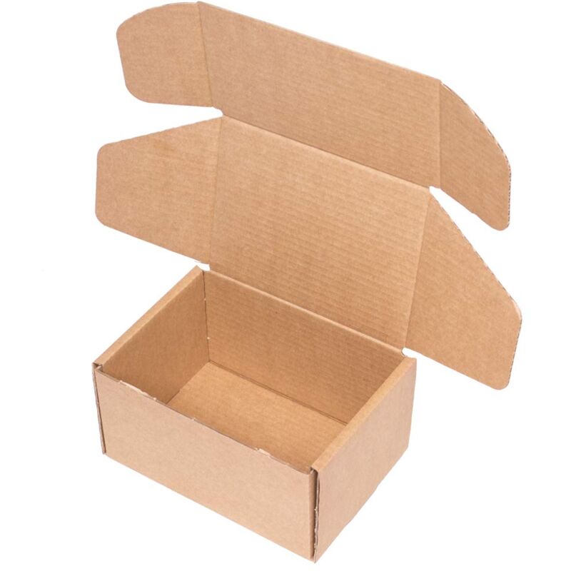 foto del prodotto confezione da 20 scatole in cartone kraft auto montanti con coperchio doppia parete, resistenti per spedizioni, e commerce e corrieri con misure