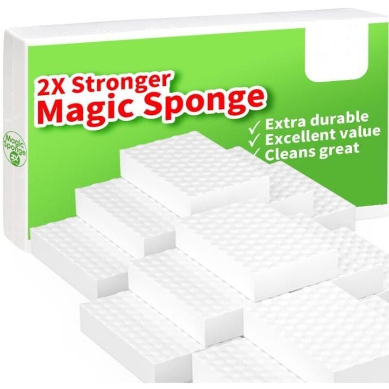 foto del prodotto confezione da 20 spugne magiche, gomma magica extra resistente con potere pulente 2 volte più forte - pulisce tutte le superfici, cucine, bagni,