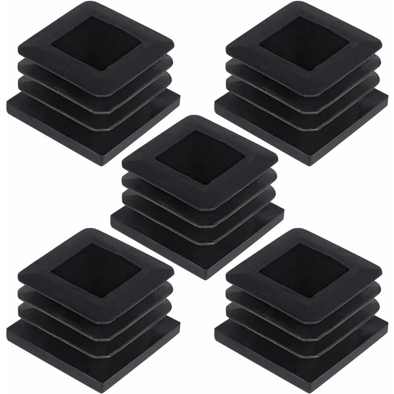 foto del prodotto confezione da 20 tappi quadrati in plastica da 2,5 cm nero,