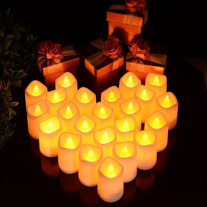 foto del prodotto confezione da 24 candele led, lunsy luci da t senza fiamma, candela elettrica tremolante decorazione ambientale per interni ed esterni per natale,