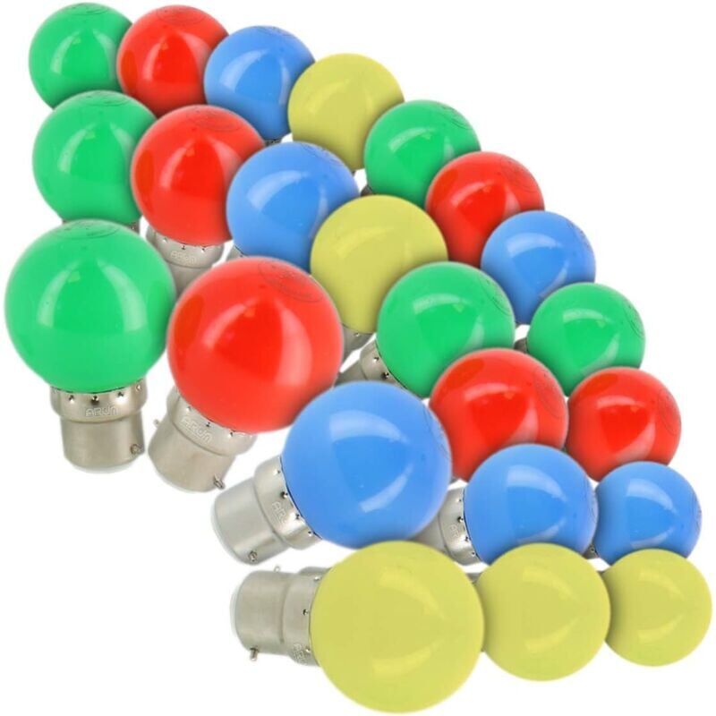 foto del prodotto confezione da 24 lampadine led b22 da 1 w, luci fatate per esterni, lampadine led colorate per alberi di natale, luci notturne per feste fatate,