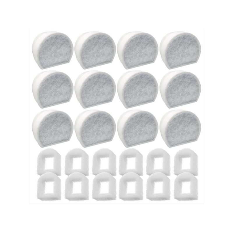 foto del prodotto confezione da 24 prefiltri in schiuma e filtro al carbone attivo compatibili con le fontanelle petsafe drinkwell inox 360 avalon pagoda seascape e