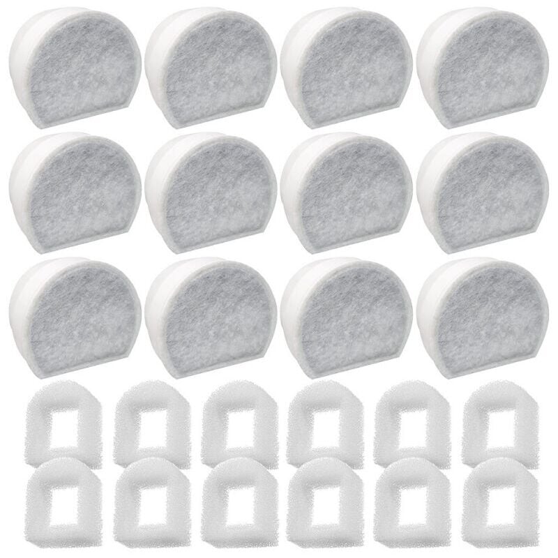foto del prodotto confezione da 24 prefiltri in schiuma e filtro al carbone compatibili con fontane petsafe drinkwell inox 360 avalon pagoda seascape e sedona, filtro