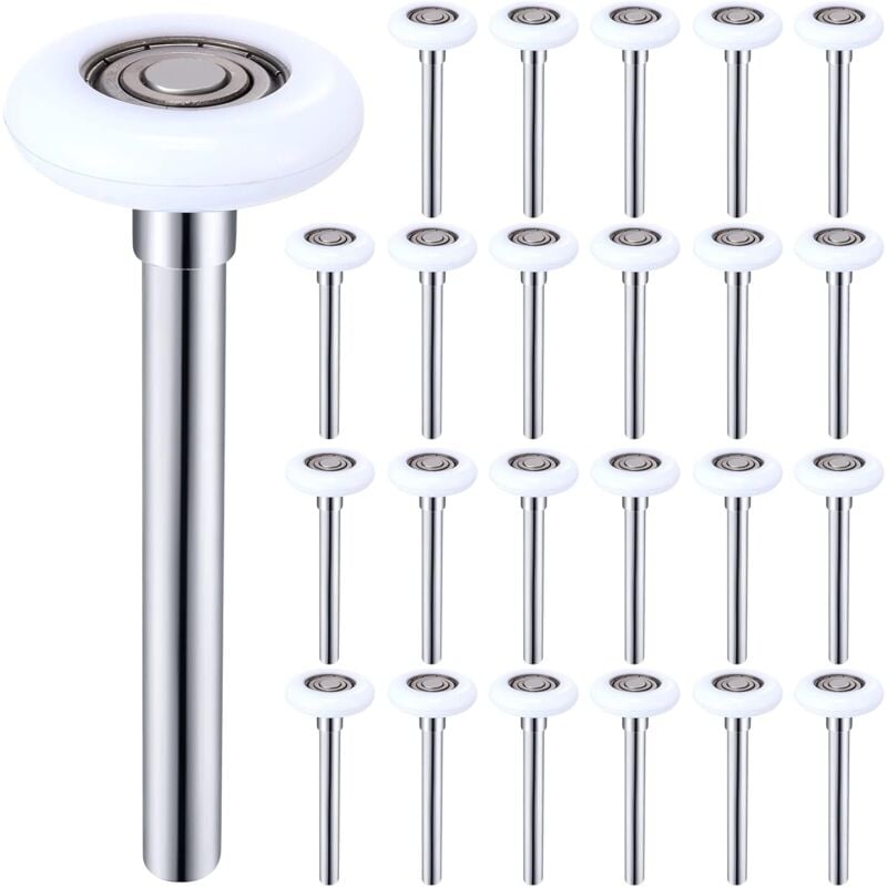 foto del prodotto confezione da 24 rulli per porte da garage in nylon bianco da 2 , resistenti per porte da garage da 2 , stelo da 4,7 , silenziosi, carichi elevati,