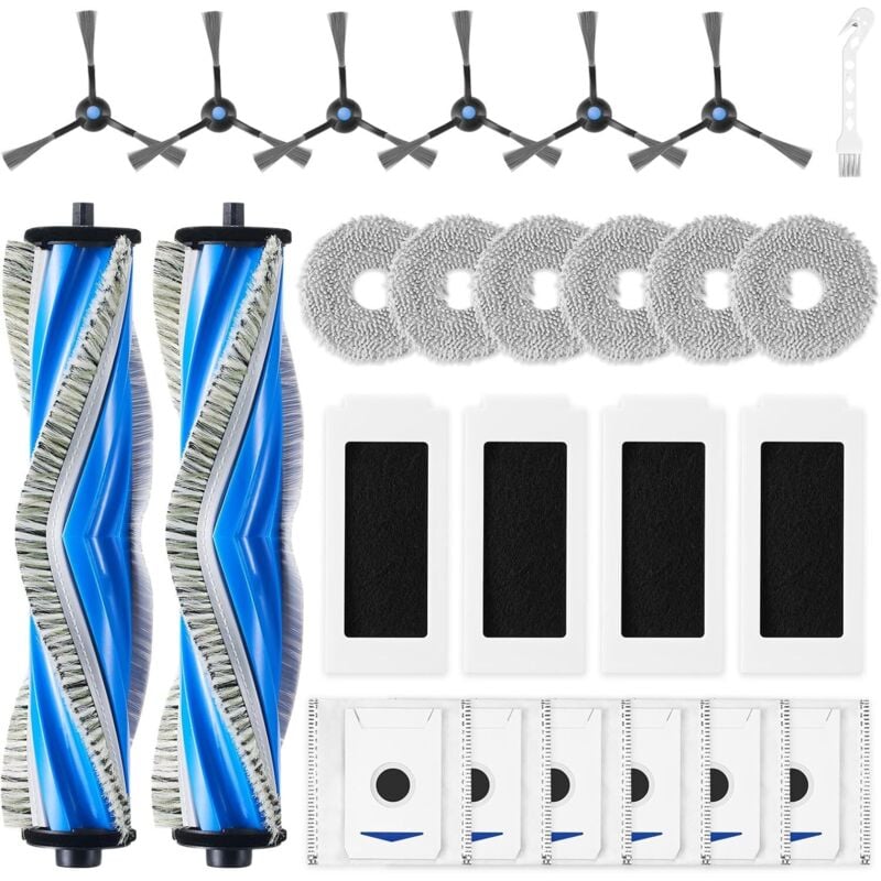 foto del prodotto confezione da 25 accessori per robot aspirapolvere ecovacs deebot t30 omni t30 pro omni, accessori di ricambio, 2 spazzole principali