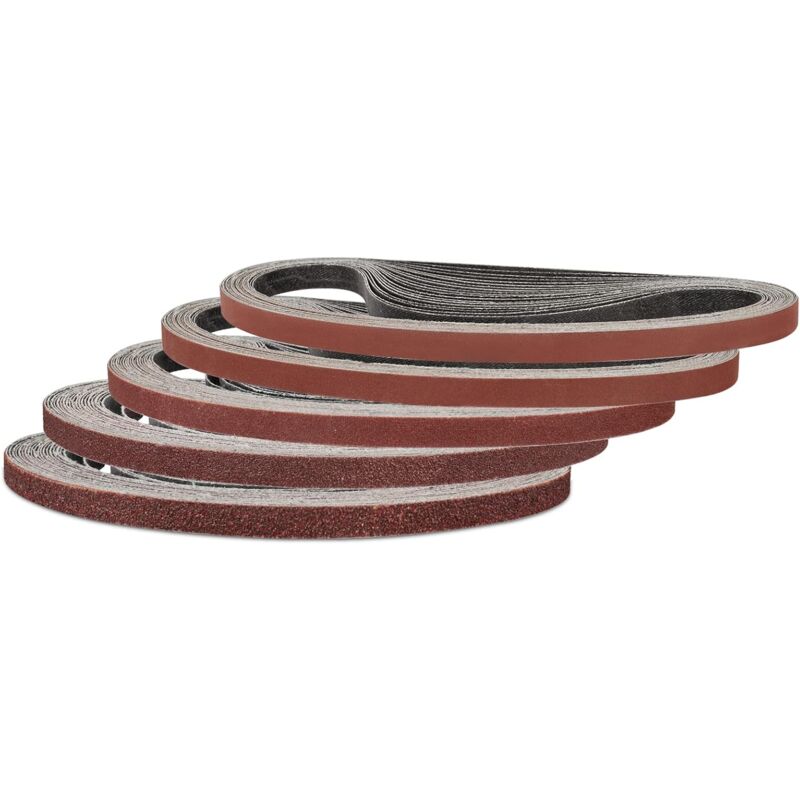 foto del prodotto confezione da 25 nastri abrasivi 9 x 533 mm, grana 60 80 120 240 400 per levigatrice a nastro, ideali per legno e vernice sollbry