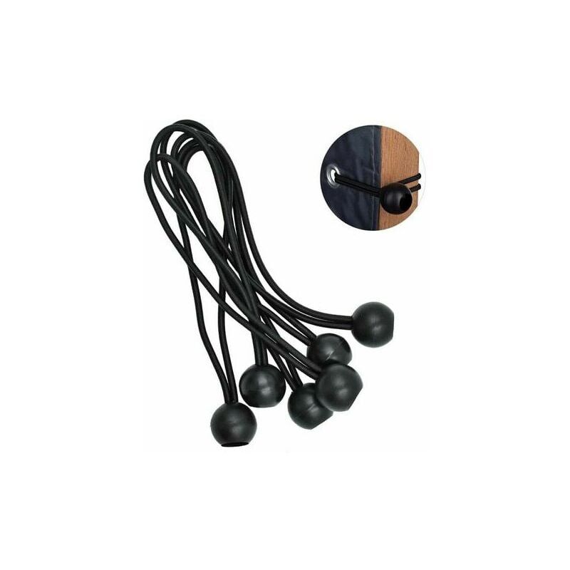 foto del prodotto confezione da 25 palline elastiche professionali in gomma nera da 195 mm per tende, teloni, poster. tenditore per teloni, elastico, supporto per