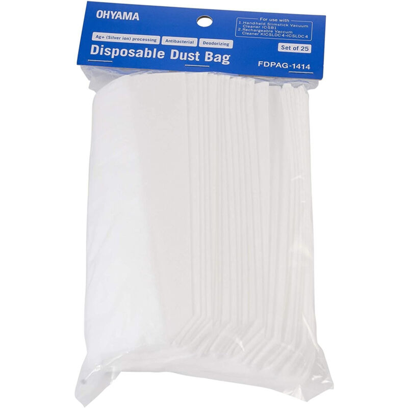 foto del prodotto confezione da 25 sacchetti per il vuoto, 0,3 l, antibatterico, deodorante, trattamento ag , per ic sldcp5, ic sb1, kic sldc4 dust bag for vacuum