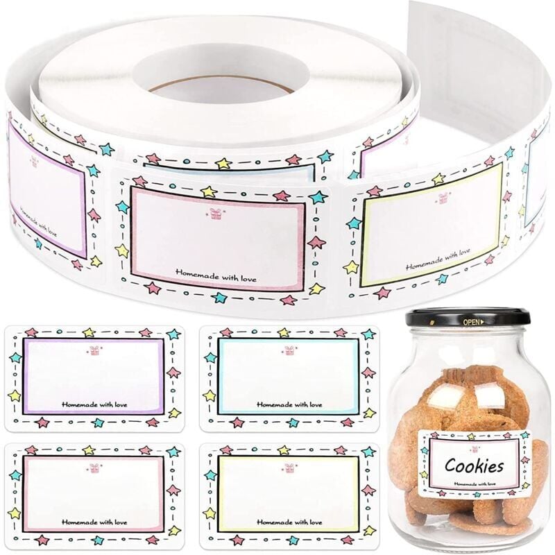 foto del prodotto confezione da 250 etichette adesive per frutta, etichette per marmellata, etichette per congelatore, ideali per vasetti di marmellata, syf 146