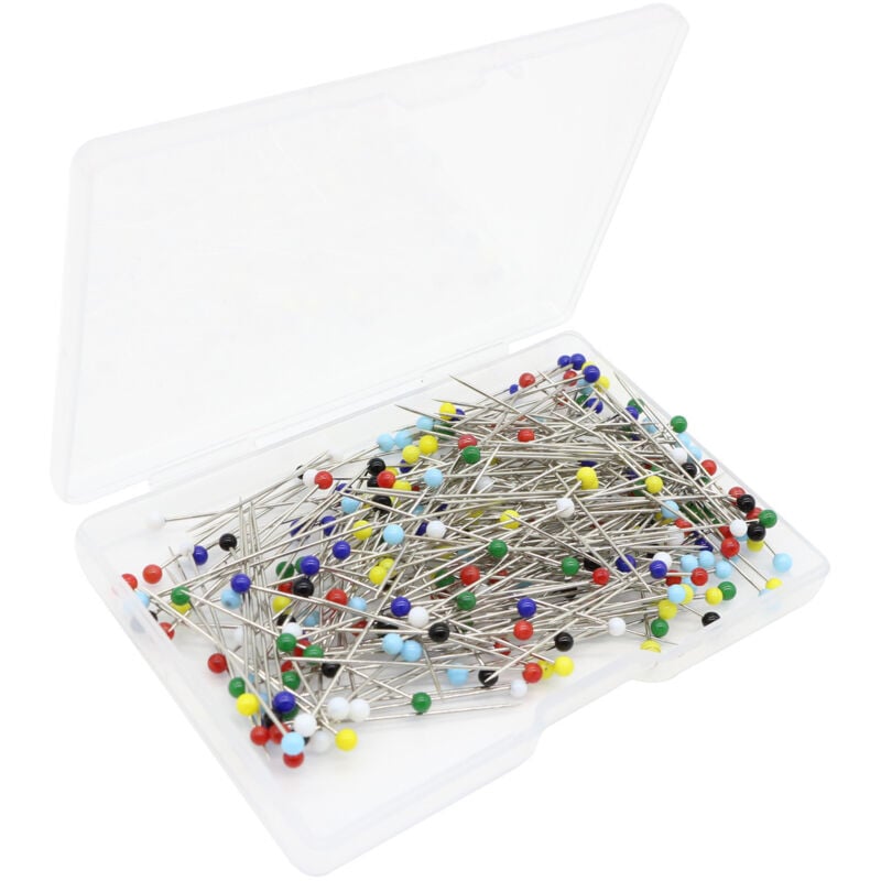 foto del prodotto confezione da 250 spilli con testa in vetro con estremit appuntite che non si piegano n si ossidano facilmente spilli multicolori ideali per