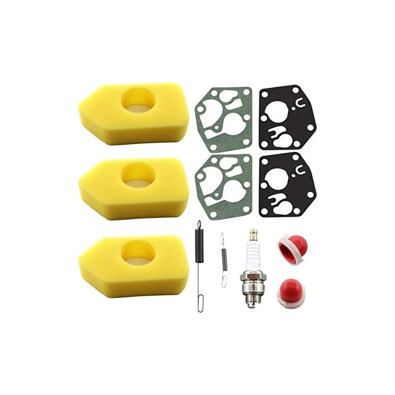 foto del prodotto confezione da 3 filtri aria per briggs stratton 698369 4216 5086k 5088 5088h 5099 3,5 4,5 hp classic sprint quattro con diaframma 495770 pompetta