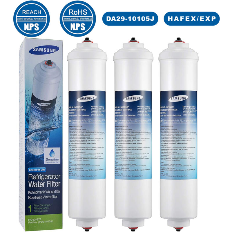 foto del prodotto confezione da 3 filtri per l acqua del frigorifero per samsung da29 10105j hafex exp wsf 100, da99 02131b, ef9603, haier lg