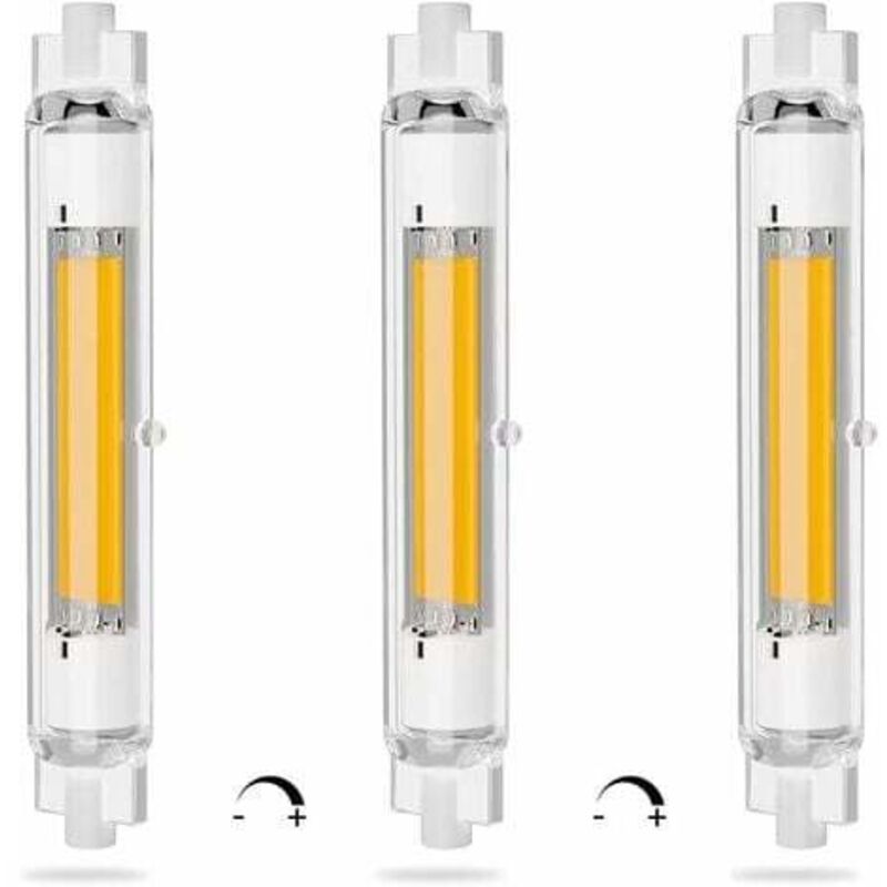 foto del prodotto confezione da 3 lampadine led cob r7s da 118 mm dimmerabili da 20 w a risparmio energetico, equivalenti a lampade alogene j118 mm da 200 w, bianco