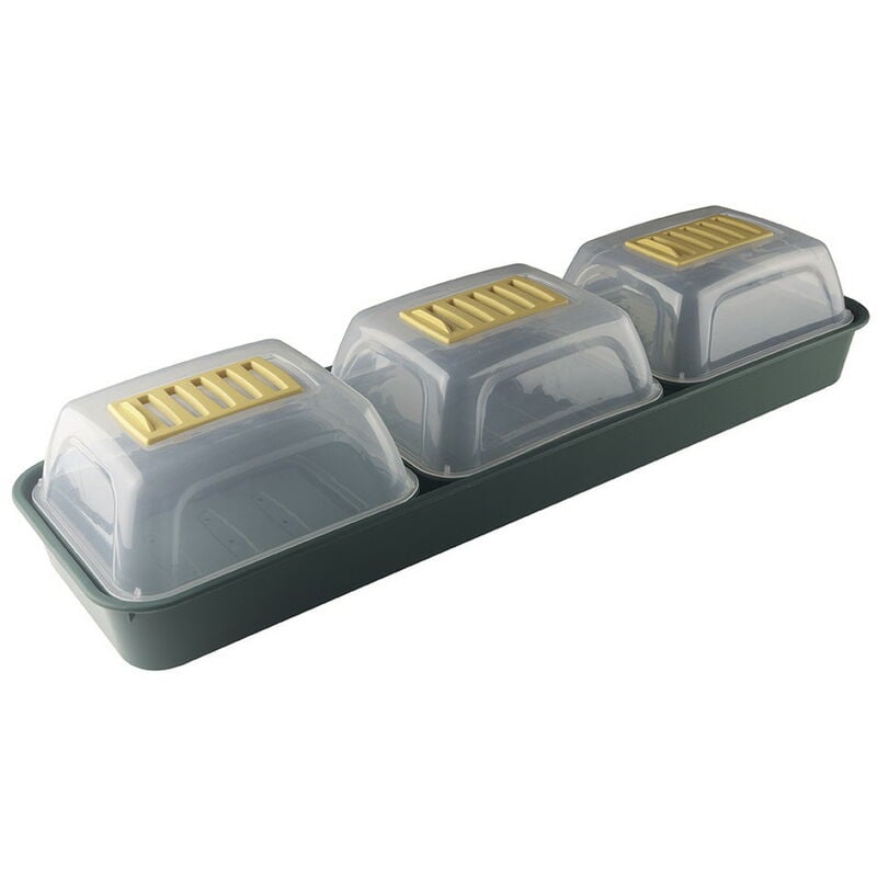 foto del prodotto confezione da 3 mini serra per finestre a crescita rapida con scatola per finestre, verde trasparente nortene