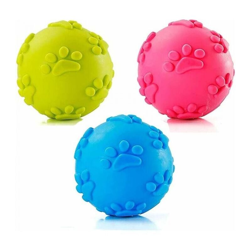 foto del prodotto confezione da 3 palline giocattolo per cani, palline squittorianti, giocattoli da masticare, palline per la pulizia dei denti per cani di piccola e