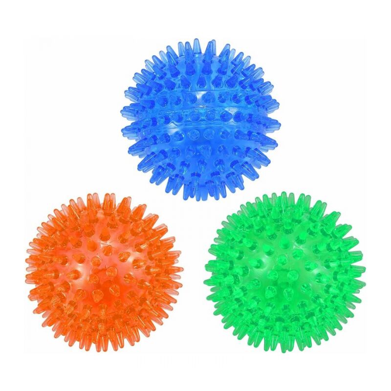 foto del prodotto confezione da 3 palline squittenti per cani, palline da masticare per cani, giocattoli galleggianti per piscina, giocattoli da lancio per cuccioli,