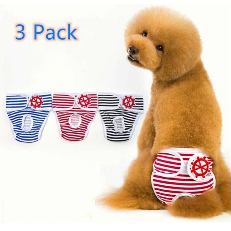 foto del prodotto confezione da 3 pantaloni igienici per cani, riutilizzabili, lavabili, di sicurezza, pannolini igienici mestruali, biancheria intima mestruale per