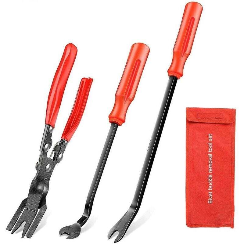 foto del prodotto confezione da 3 pinze per clip ed estrattore per dispositivi di fissaggio kit combinato di riparazione per tappezzeria per auto.