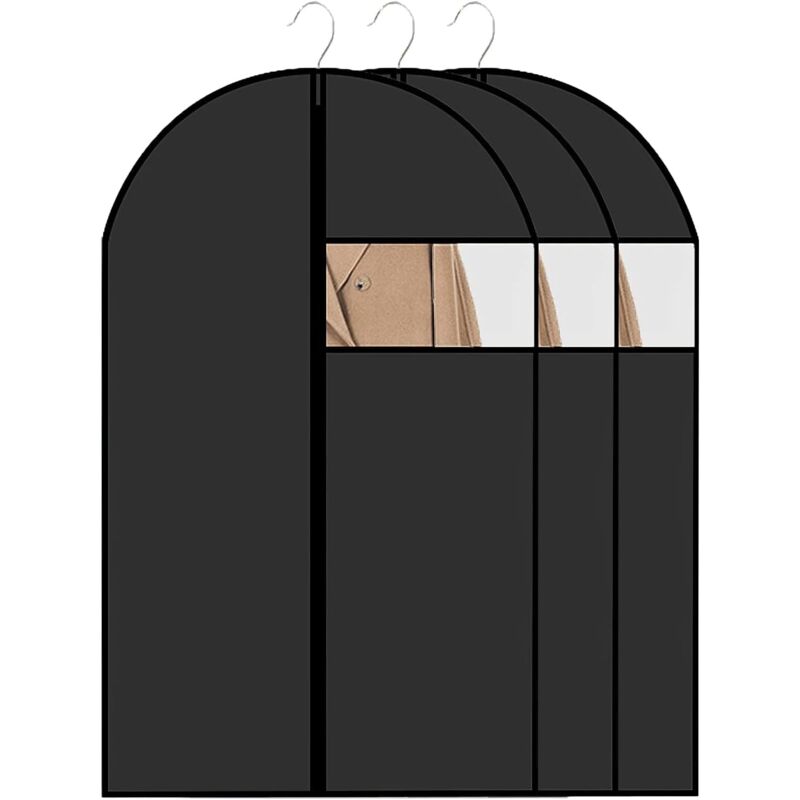 foto del prodotto confezione da 3 sacchetti porta abiti in peva 60x120 cm, impermeabili, antipolvere, con cerniera, per appendere camicie, abiti, cappotti e vestiti.