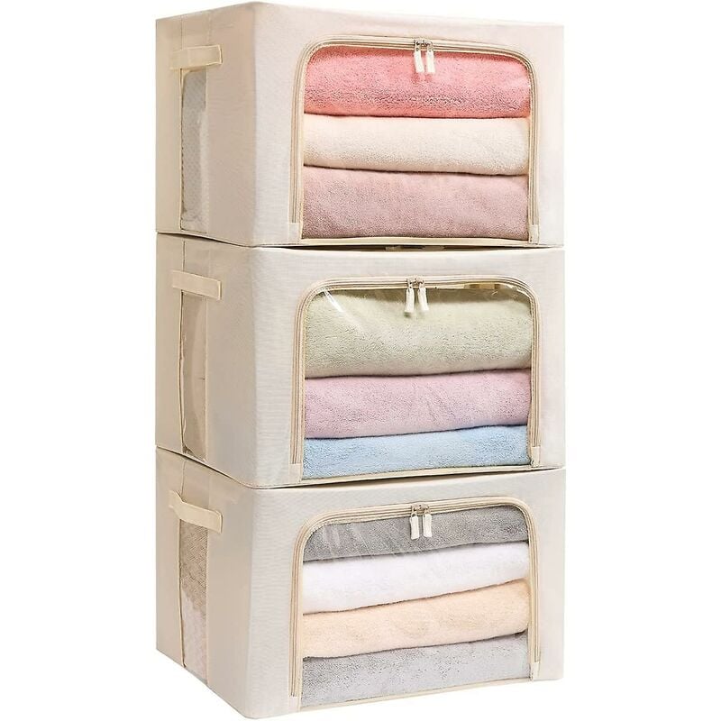foto del prodotto confezione da 3 scatole portaoggetti con telaio scatola porta abiti borsa contenitore oxford