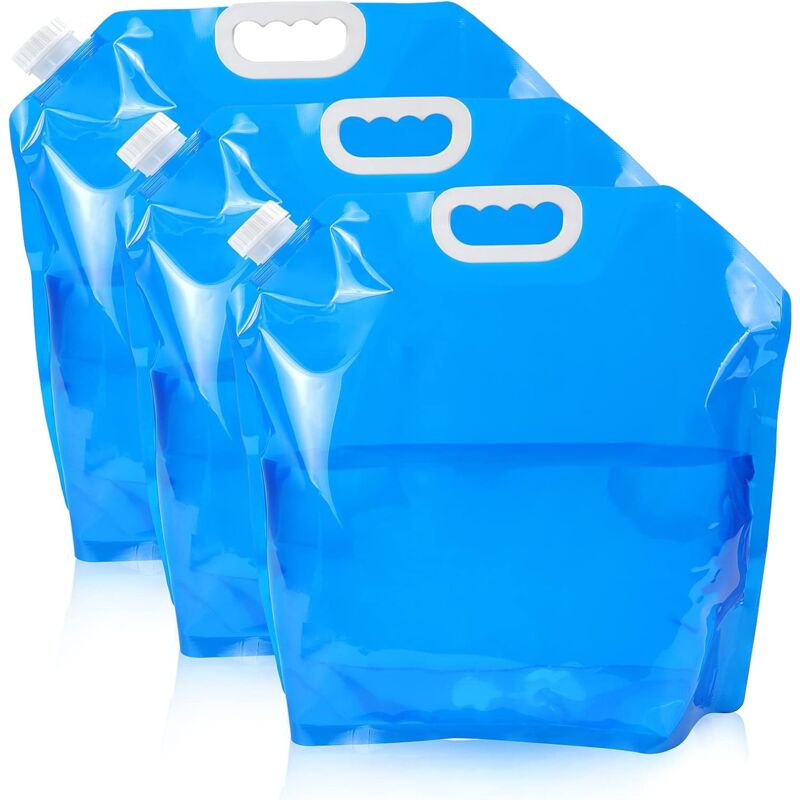 foto del prodotto confezione da 3 serbatoi d acqua pieghevoli da 10 litri, borsa per acqua potabile, contenitore per acqua potabile riutilizzabile per campeggio,