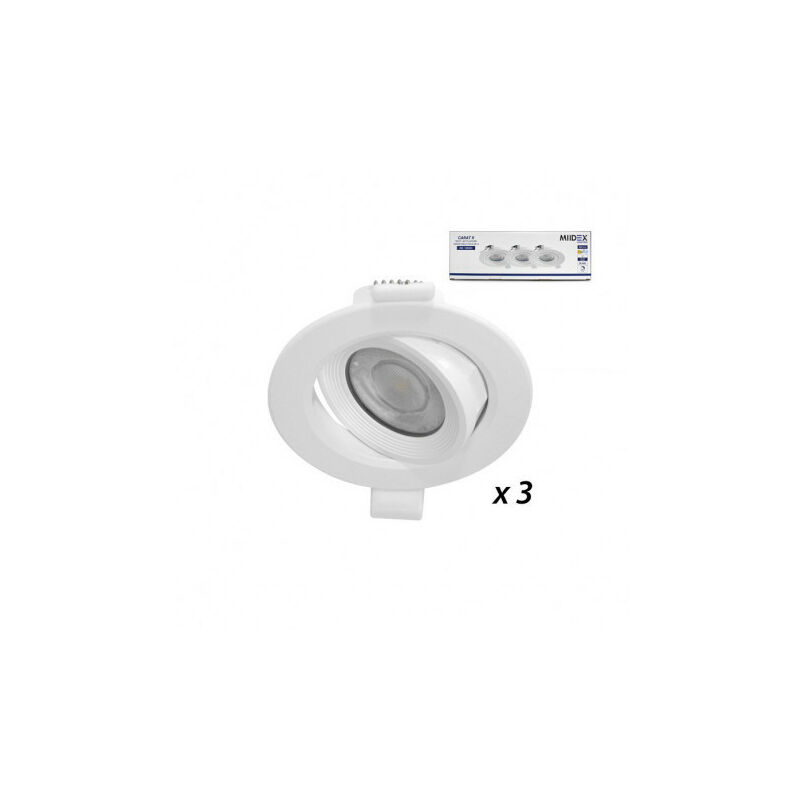 foto del prodotto confezione da 3 smd led spot orientable dimmable ac220 240v 5w 405lm 38 ip20 ik06 90mm white natural 4000k perforazione 71m
