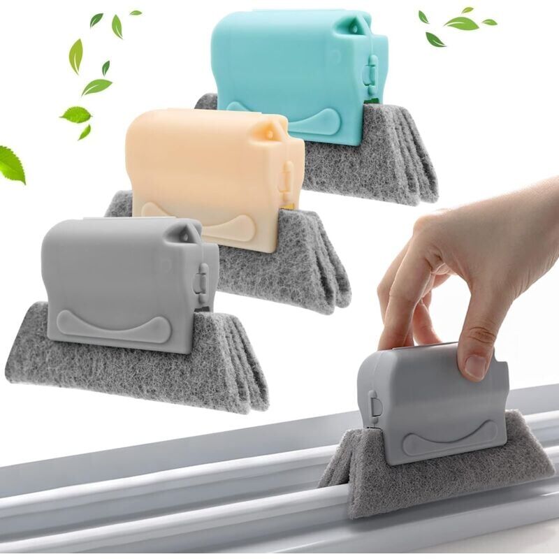 foto del prodotto confezione da 3 spazzole per la pulizia delle scanalature delle finestre, spazzole per la pulizia di finestre e porte, strumenti portatili per la