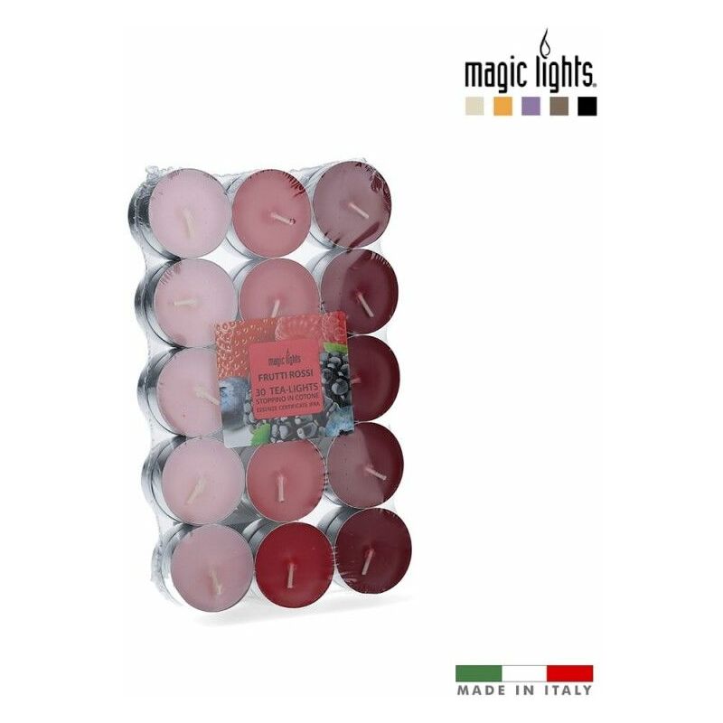 foto del prodotto confezione da 30 candele al profumo di frutti rossi luci magiche da 3,7 cm