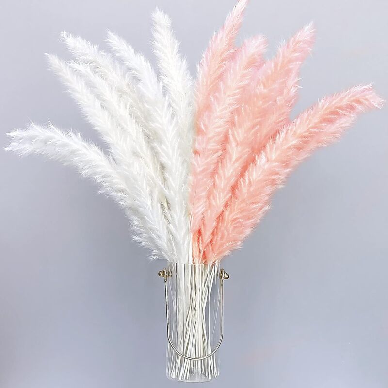 foto del prodotto confezione da 30 erba di pampa artificiale secca da 40 cm stile boh mien decorazioni per la casa phragmites fiori secchi per vasi, bouquet