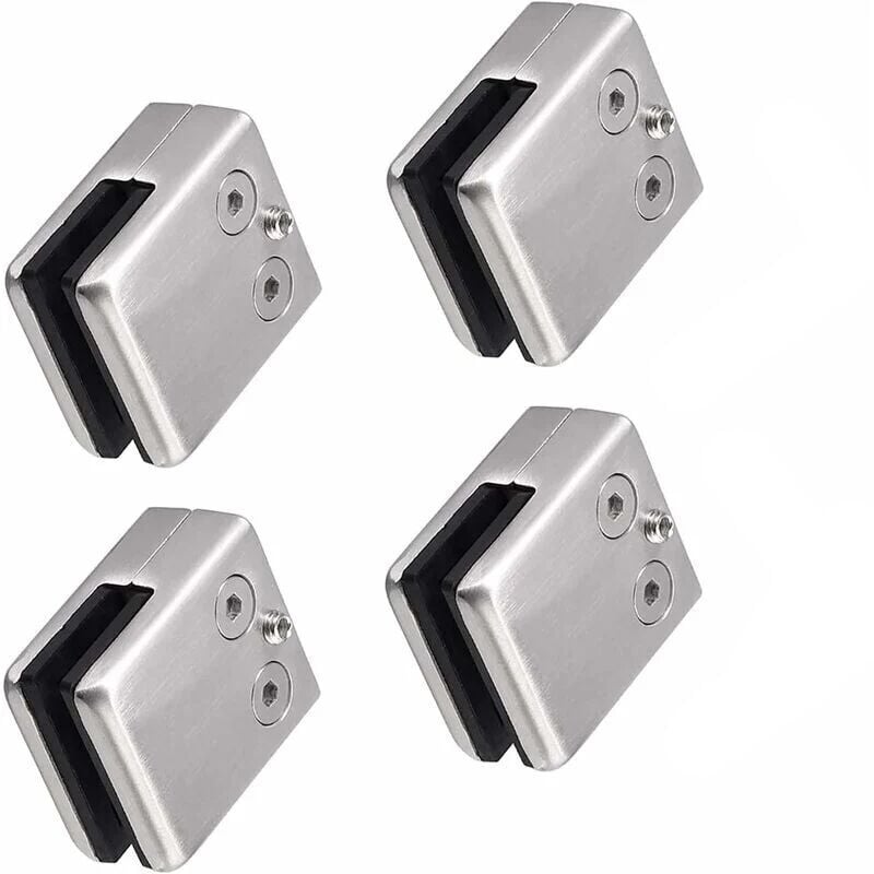 foto del prodotto confezione da 4 (10-12 mm quadrati) morsetti per vetro in acciaio inossidabile 304 - supporto per vetro quadrato - supporto per vetro piatto