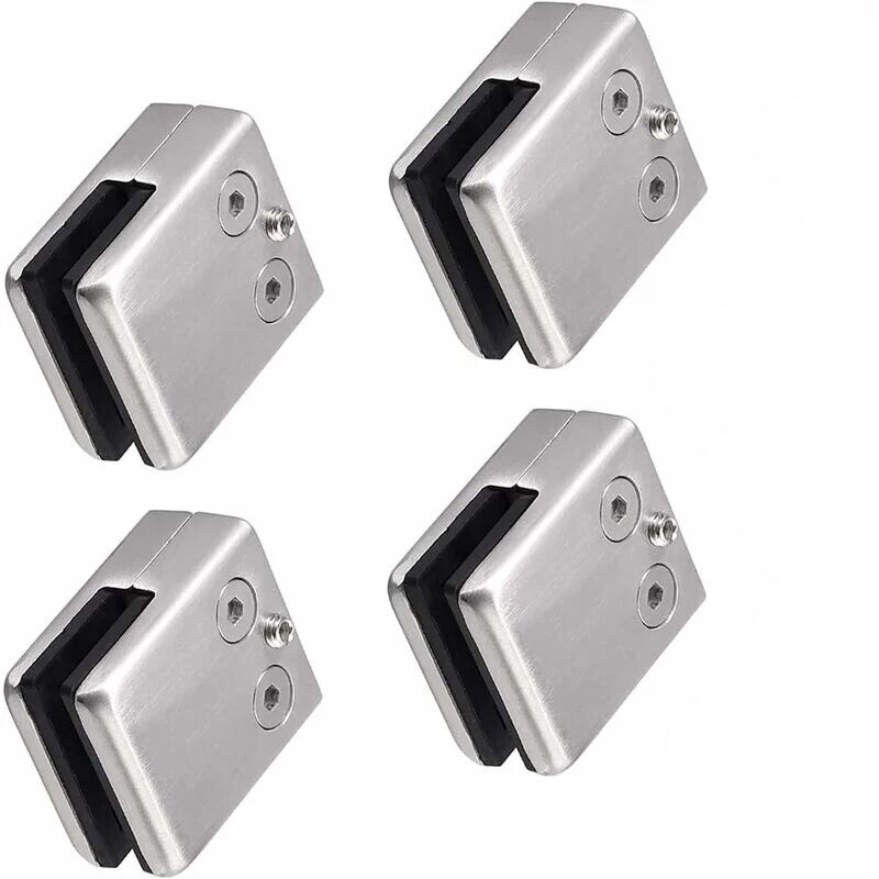 foto del prodotto confezione da 4 8-10 mm quadrati morsetti per vetro in acciaio inossidabile 304 - supporto per vetro quadrato - supporto per vetro piatto
