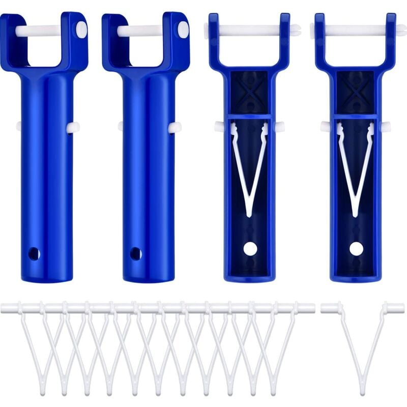 foto del prodotto confezione da 4 accessori di ricambio per la testa della spazzola a v blu per piscina, con clip a forma di v.