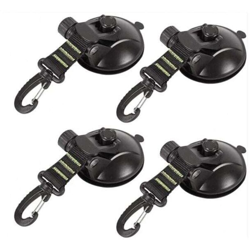 foto del prodotto confezione da 4 ancoraggi a ventosa con fissaggio a ventosa per auto, campeggio, teloni, tende, utilizzabili come tendalino laterale per auto, verde